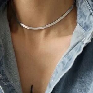 Sleek Silver Choker Necklace